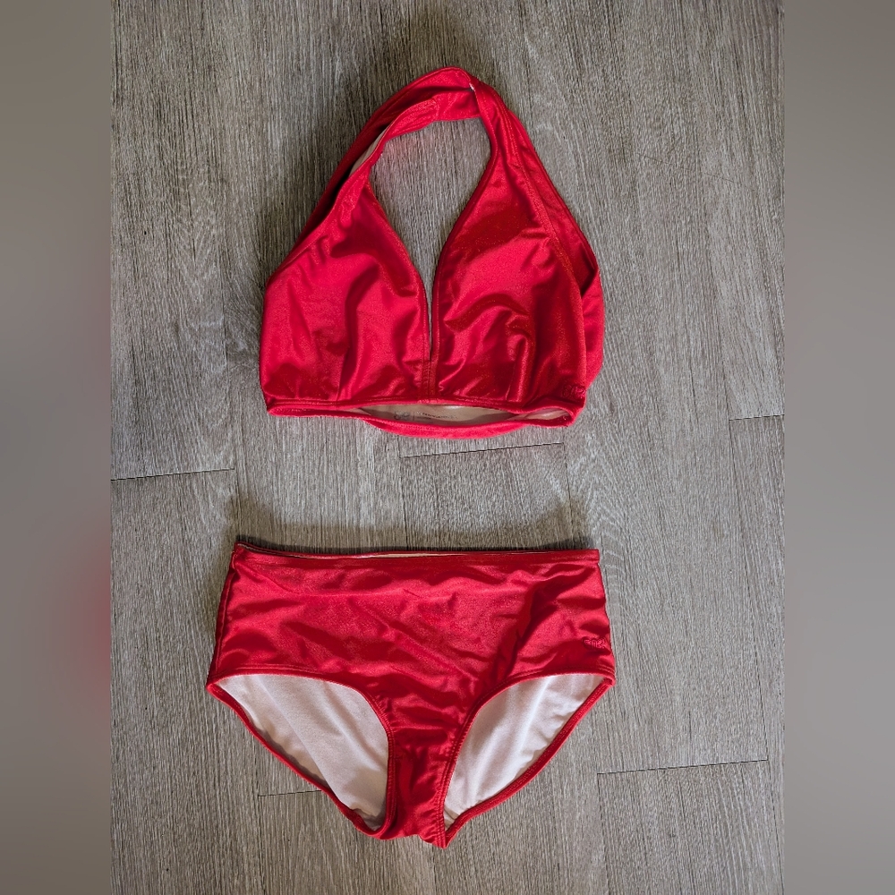Albion Fit Red Halter Bikini Set